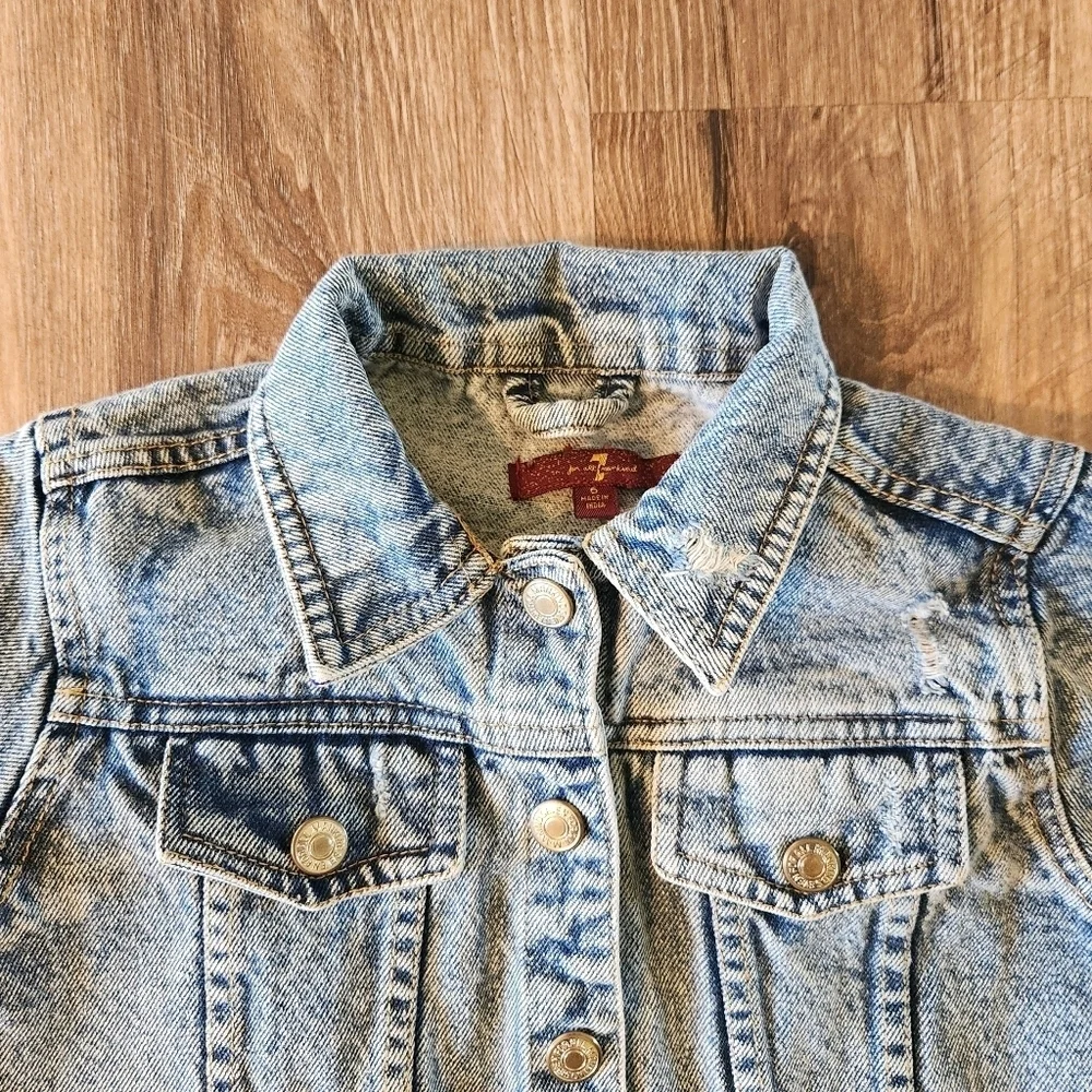 7 For All Mankind Distressed Denim Jean Jacket Kids Child Size 6